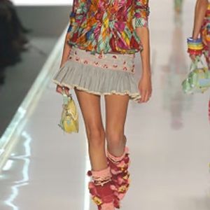 Christian Dior John Galliano Vintage Denim Embroidered Skirt 2005